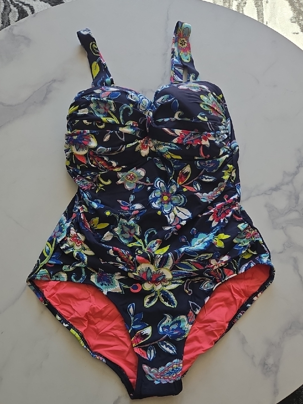Anne Cole Twist Front Shirred One-Piece Swimsuit Holiday Paisley Size 16W NWT - Picture 2 of 10